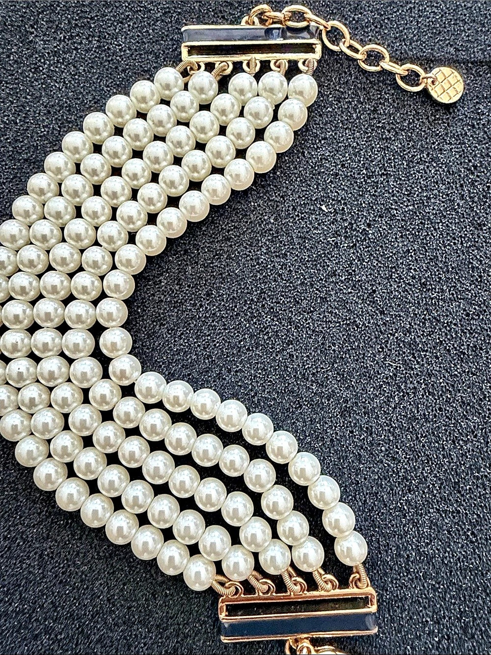Talbots Multi-Strand Pearl Bracelet White & Gold